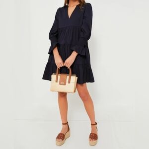 POMANDER PLACE Navy Cotton Poplin Kenzo Dress.